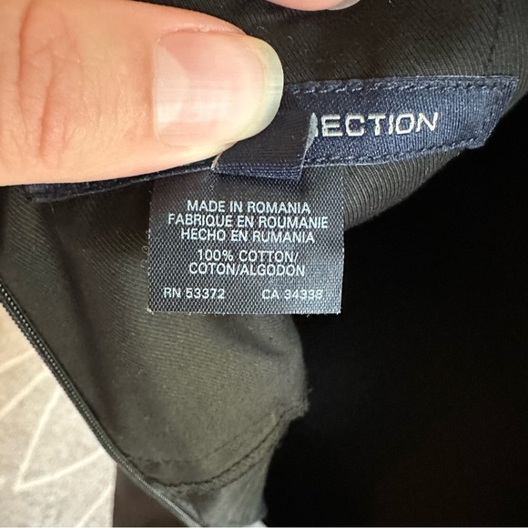 French Connection Black Cotton Pleated Waist Cocktail Dress - Picture 7 of 7